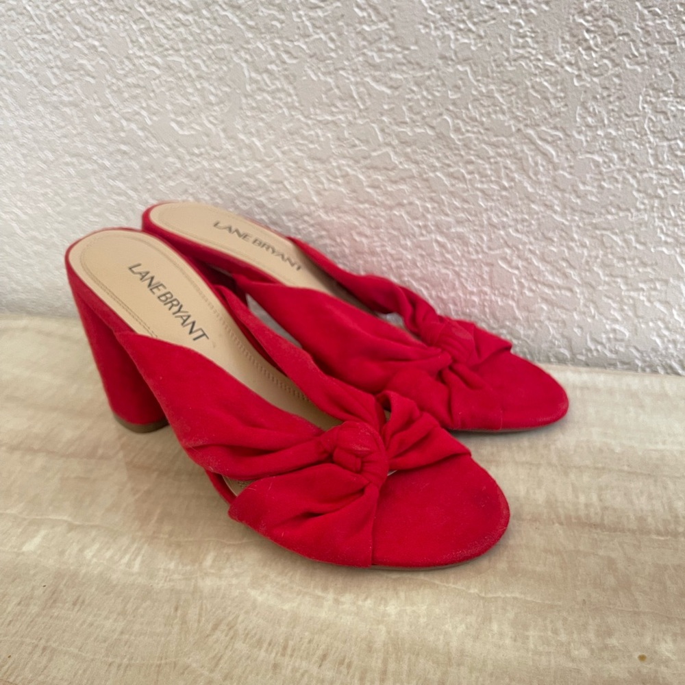 Lane Bryant Red Knot Mule Sandals Size 7W Wide Block Heel NWT